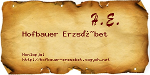 Hofbauer Erzsébet névjegykártya